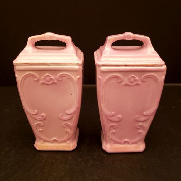 Mepoco Spice Jar Containers Pink Lusterware Pepper Ginger Vintage Germany - Picture 4 of 15